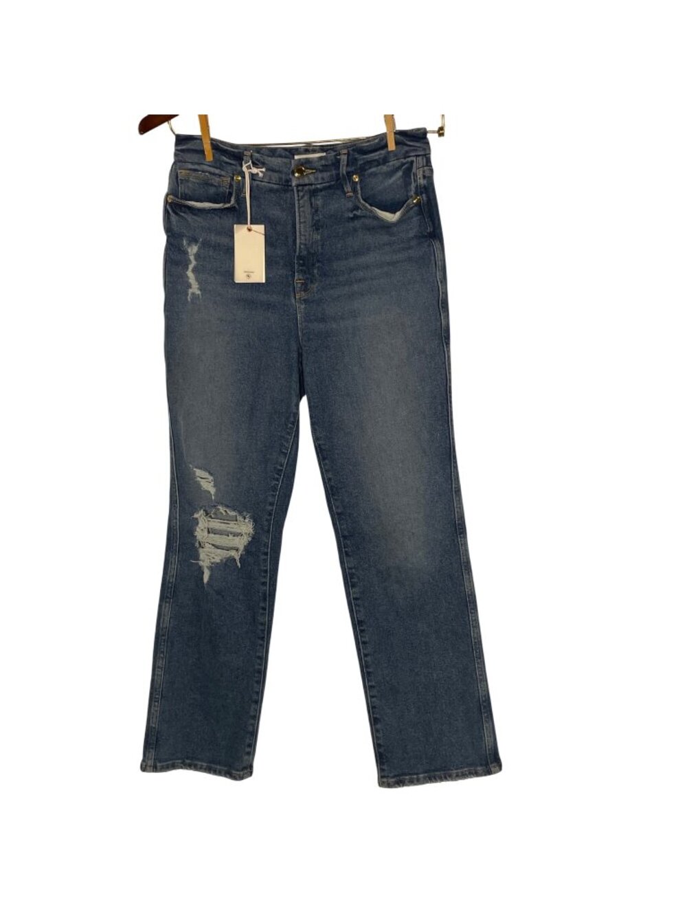 Good American Good Curve Straight Leg Distressed Jeans Sz 6/28